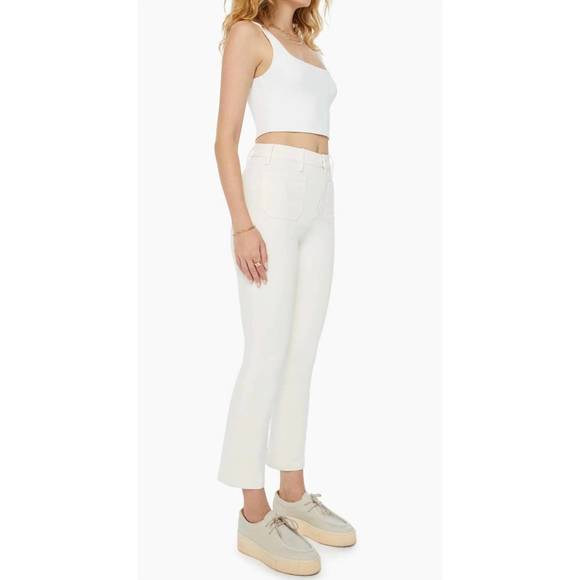 NEW MOTHER the hustler patch pocket flood jeans in cream puffs - Picture 1 of 2